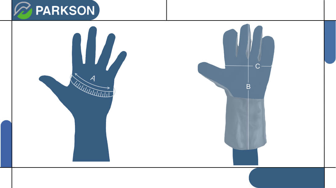 Safety glove measure sizing