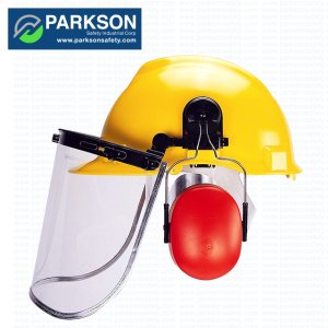 Parkson Safety Construction hard hat and Hearing protection earmuff and PC Visor Set