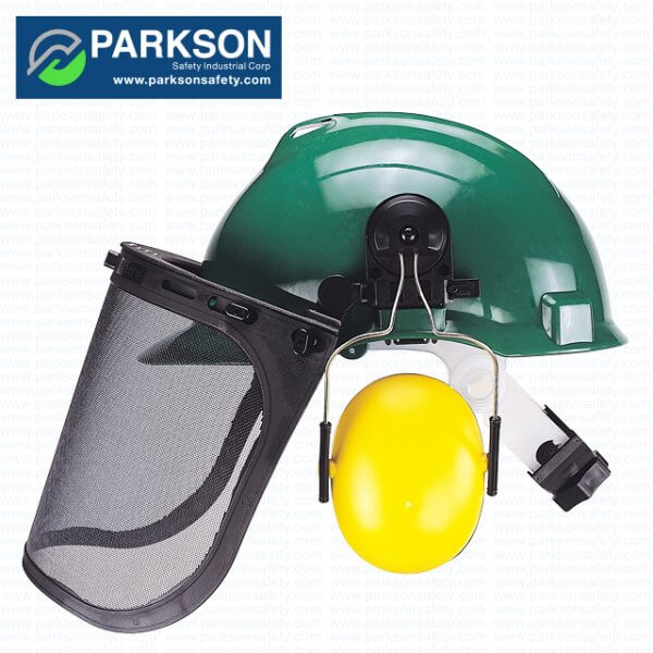 Parkson Safety Forestry helmet (Helmet and Earmuff and Mesh Visor) Set